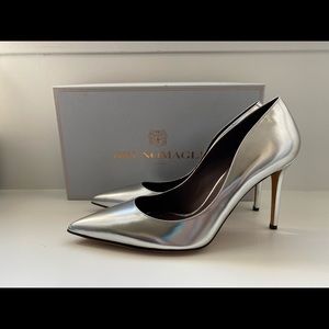 Bruno Magli, silver pumps, 10cm heel, size 41